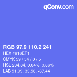 カラーコード: RGB 97.9 110.2 241 | qconv.com