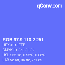 カラーコード: RGB 97.9 110.2 251 | qconv.com
