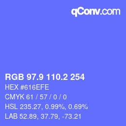 カラーコード: RGB 97.9 110.2 254 | qconv.com