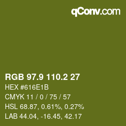 カラーコード: RGB 97.9 110.2 27 | qconv.com