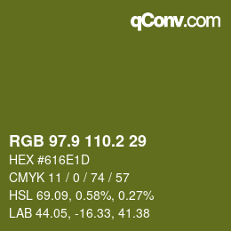 カラーコード: RGB 97.9 110.2 29 | qconv.com
