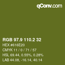 カラーコード: RGB 97.9 110.2 32 | qconv.com