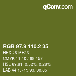 カラーコード: RGB 97.9 110.2 35 | qconv.com