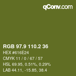 カラーコード: RGB 97.9 110.2 36 | qconv.com