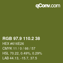 カラーコード: RGB 97.9 110.2 38 | qconv.com