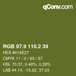カラーコード: RGB 97.9 110.2 39 | qconv.com