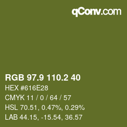 カラーコード: RGB 97.9 110.2 40 | qconv.com