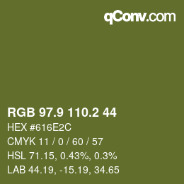 カラーコード: RGB 97.9 110.2 44 | qconv.com
