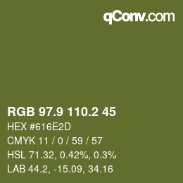 カラーコード: RGB 97.9 110.2 45 | qconv.com