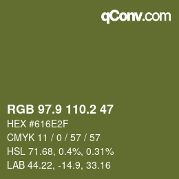 カラーコード: RGB 97.9 110.2 47 | qconv.com