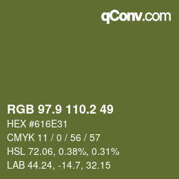 カラーコード: RGB 97.9 110.2 49 | qconv.com