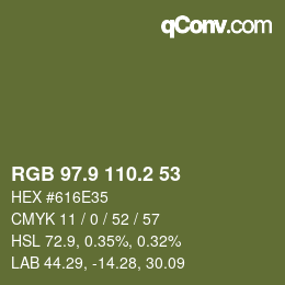 カラーコード: RGB 97.9 110.2 53 | qconv.com