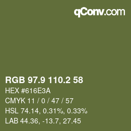 Color code: RGB 97.9 110.2 58 | qconv.com