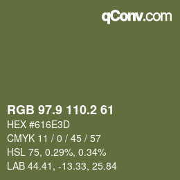 Color code: RGB 97.9 110.2 61 | qconv.com