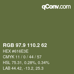 Color code: RGB 97.9 110.2 62 | qconv.com