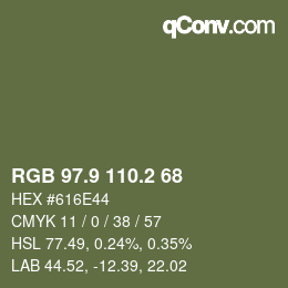 Color code: RGB 97.9 110.2 68 | qconv.com