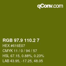 カラーコード: RGB 97.9 110.2 7 | qconv.com