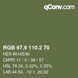 カラーコード: RGB 97.9 110.2 70 | qconv.com