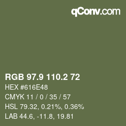 Color code: RGB 97.9 110.2 72 | qconv.com