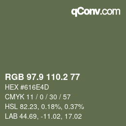 Color code: RGB 97.9 110.2 77 | qconv.com