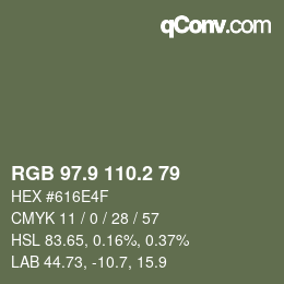 カラーコード: RGB 97.9 110.2 79 | qconv.com