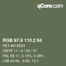 カラーコード: RGB 97.9 110.2 84 | qconv.com