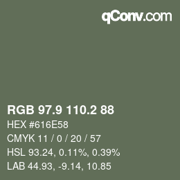 Color code: RGB 97.9 110.2 88 | qconv.com