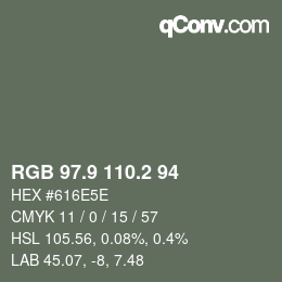 カラーコード: RGB 97.9 110.2 94 | qconv.com