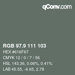 カラーコード: RGB 97.9 111 103 | qconv.com