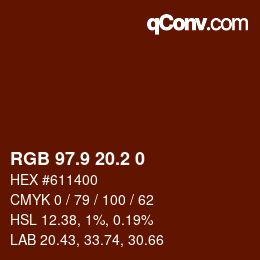 Color code: RGB 97.9 20.2 0 | qconv.com