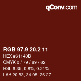 カラーコード: RGB 97.9 20.2 11 | qconv.com