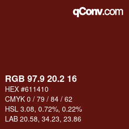 カラーコード: RGB 97.9 20.2 16 | qconv.com