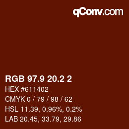 Color code: RGB 97.9 20.2 2 | qconv.com