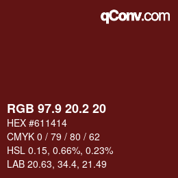 Color code: RGB 97.9 20.2 20 | qconv.com