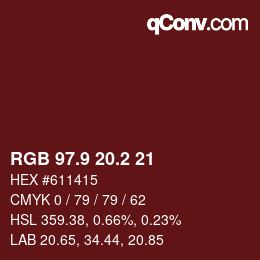 Color code: RGB 97.9 20.2 21 | qconv.com