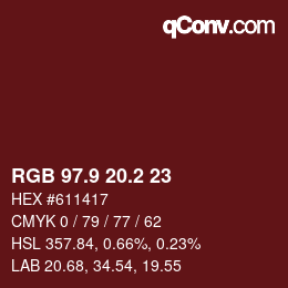 カラーコード: RGB 97.9 20.2 23 | qconv.com