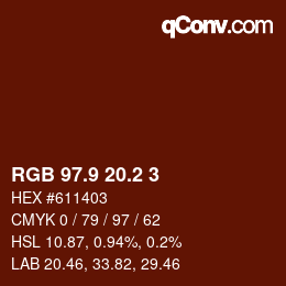 カラーコード: RGB 97.9 20.2 3 | qconv.com