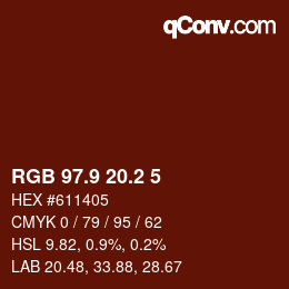 Color code: RGB 97.9 20.2 5 | qconv.com