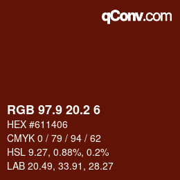 Color code: RGB 97.9 20.2 6 | qconv.com