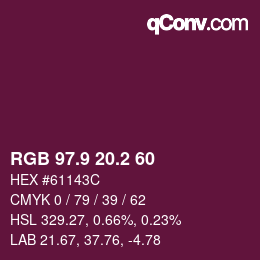 カラーコード: RGB 97.9 20.2 60 | qconv.com