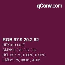 カラーコード: RGB 97.9 20.2 62 | qconv.com