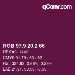 カラーコード: RGB 97.9 20.2 66 | qconv.com