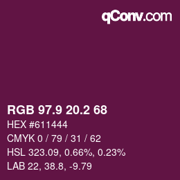 カラーコード: RGB 97.9 20.2 68 | qconv.com