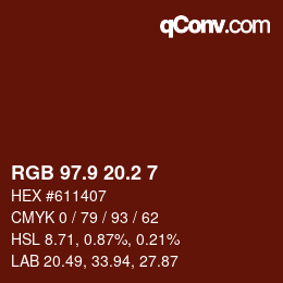 Color code: RGB 97.9 20.2 7 | qconv.com
