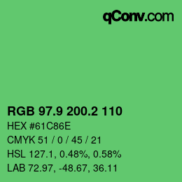 カラーコード: RGB 97.9 200.2 110 | qconv.com