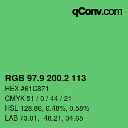 カラーコード: RGB 97.9 200.2 113 | qconv.com