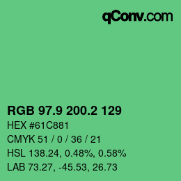 カラーコード: RGB 97.9 200.2 129 | qconv.com