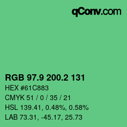 カラーコード: RGB 97.9 200.2 131 | qconv.com