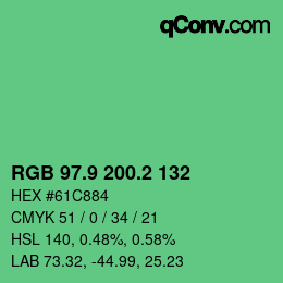カラーコード: RGB 97.9 200.2 132 | qconv.com