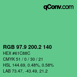 カラーコード: RGB 97.9 200.2 140 | qconv.com